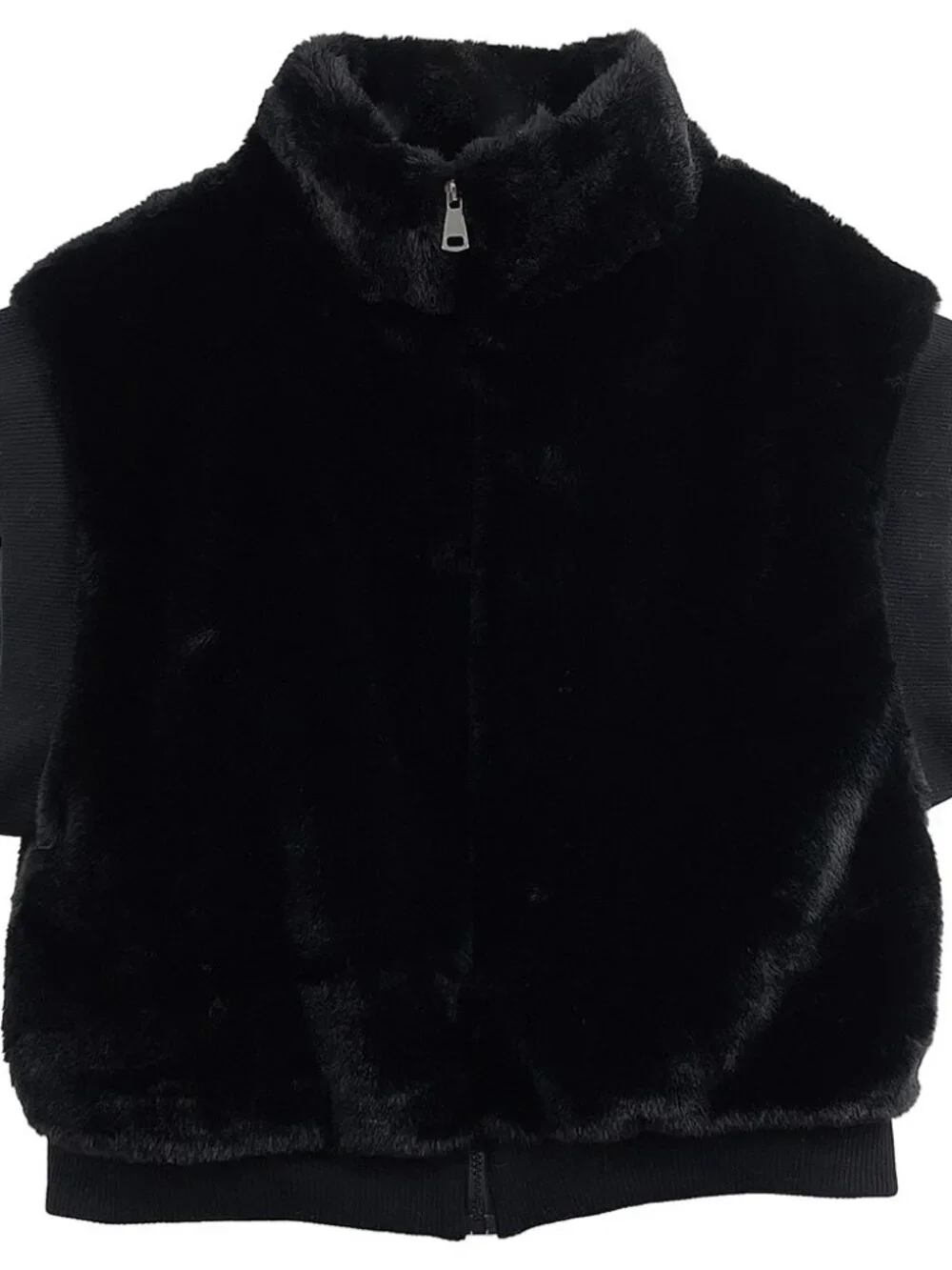 Faux Fur Rib Sleeve Vest